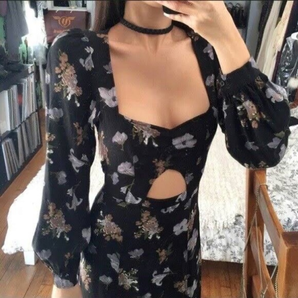 Reformed by Reformation Floral Print Maxi Cut Out Dress Size Medium